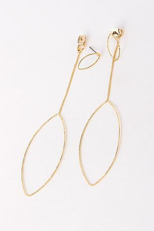 Pointy Oval Stud Chain Dangle End Earring 5EBB2